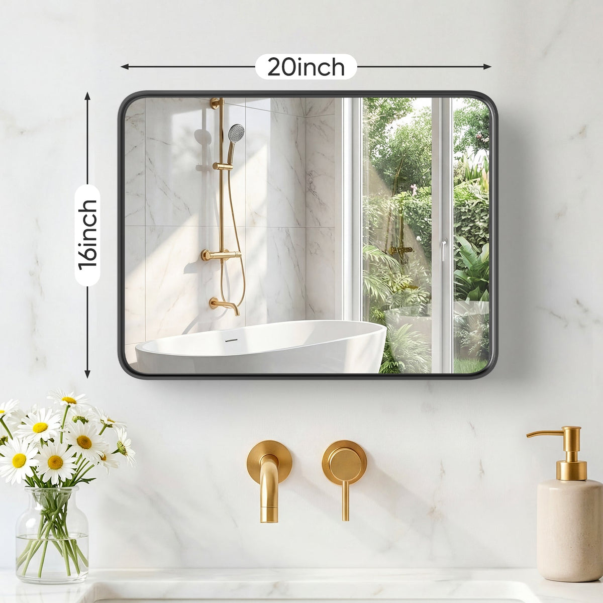 Rectangular metal frame wall mirror
