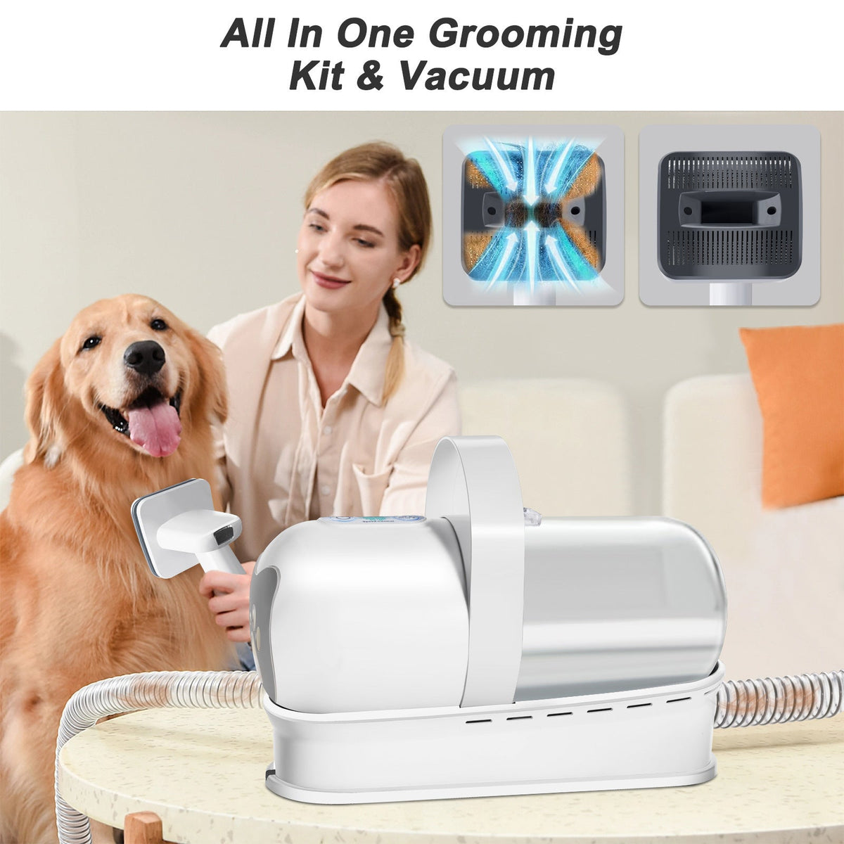 7-in-1 grooming vacuum seven interchangeable heads