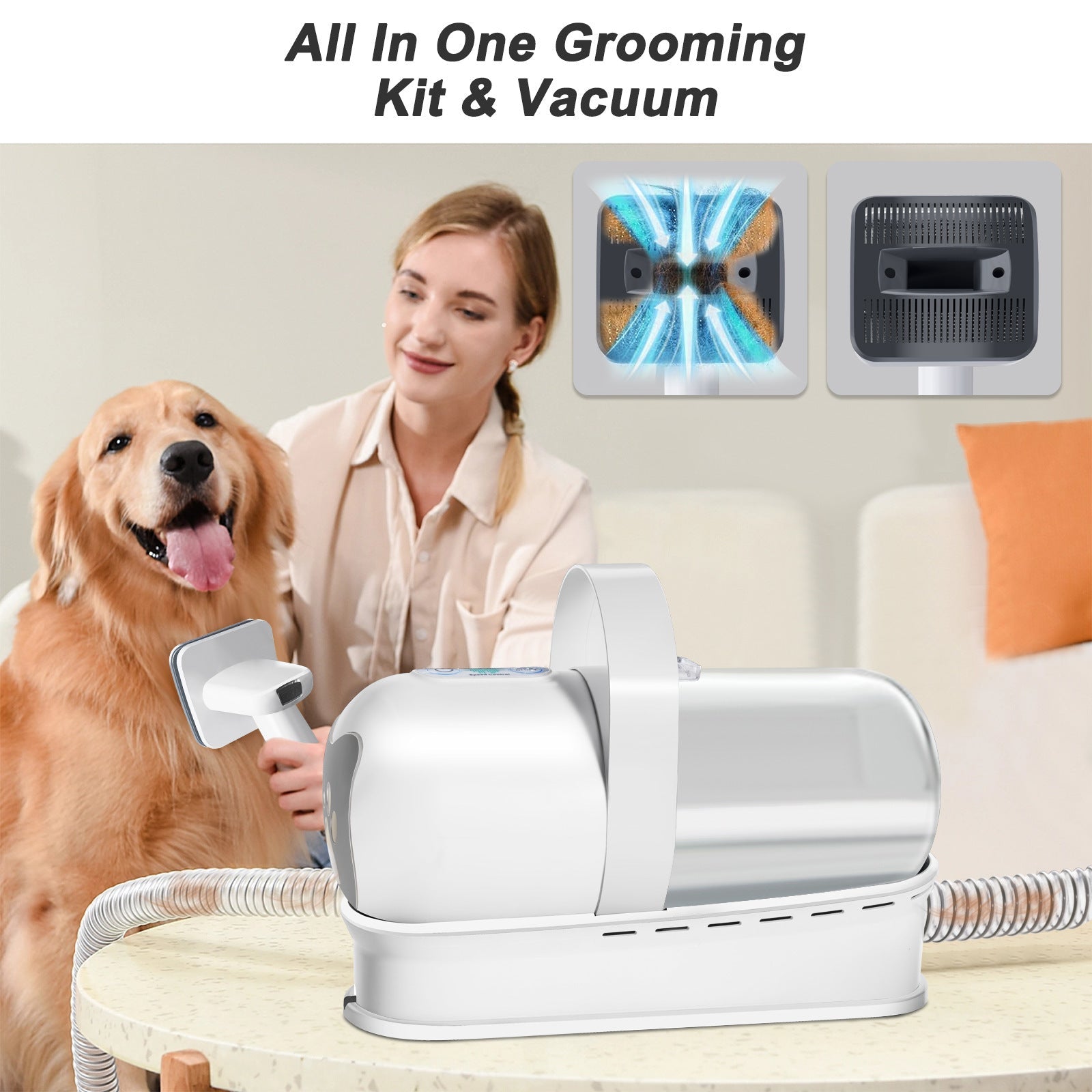 7-in-1 grooming vacuum seven interchangeable heads
