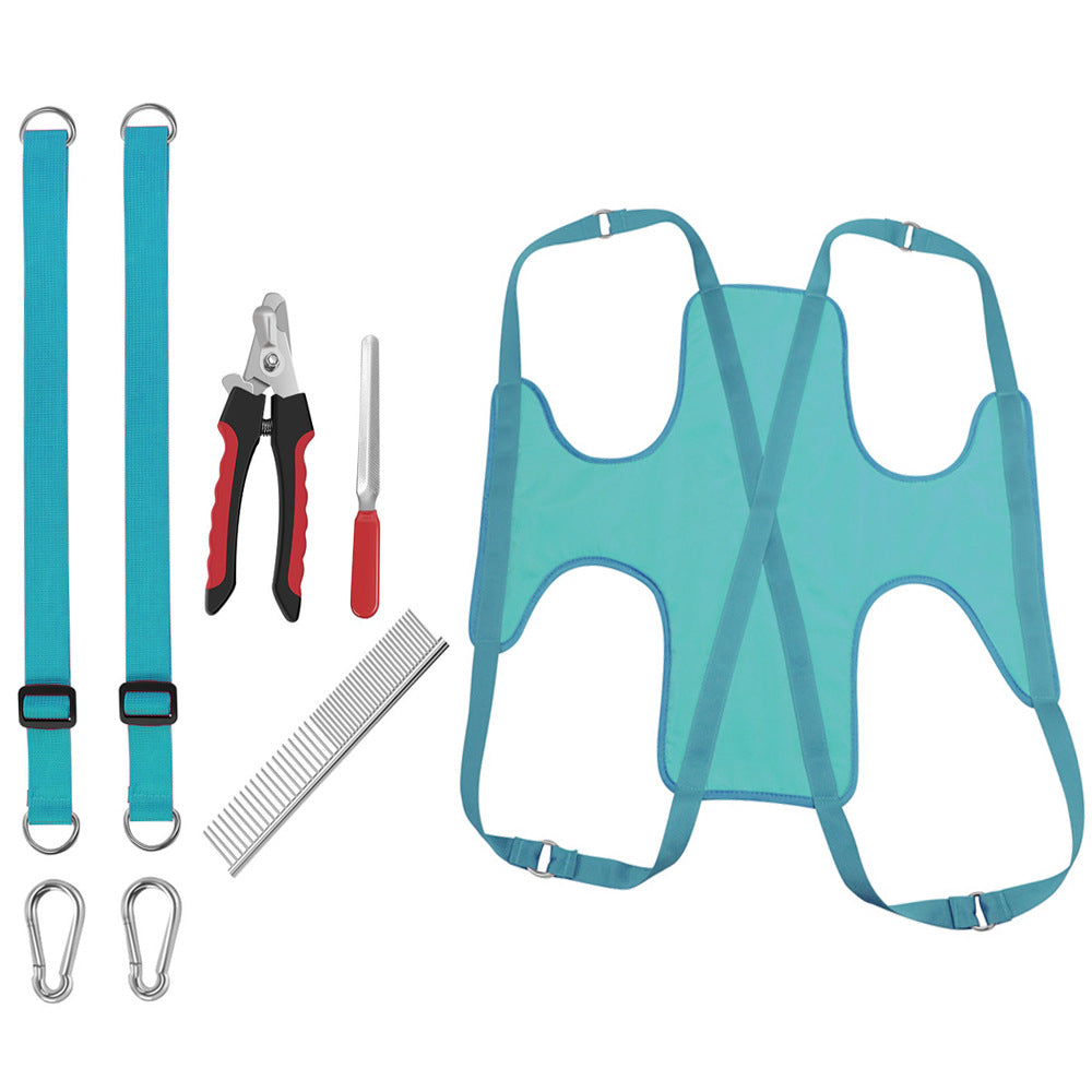 Grooming hammock folded for storage