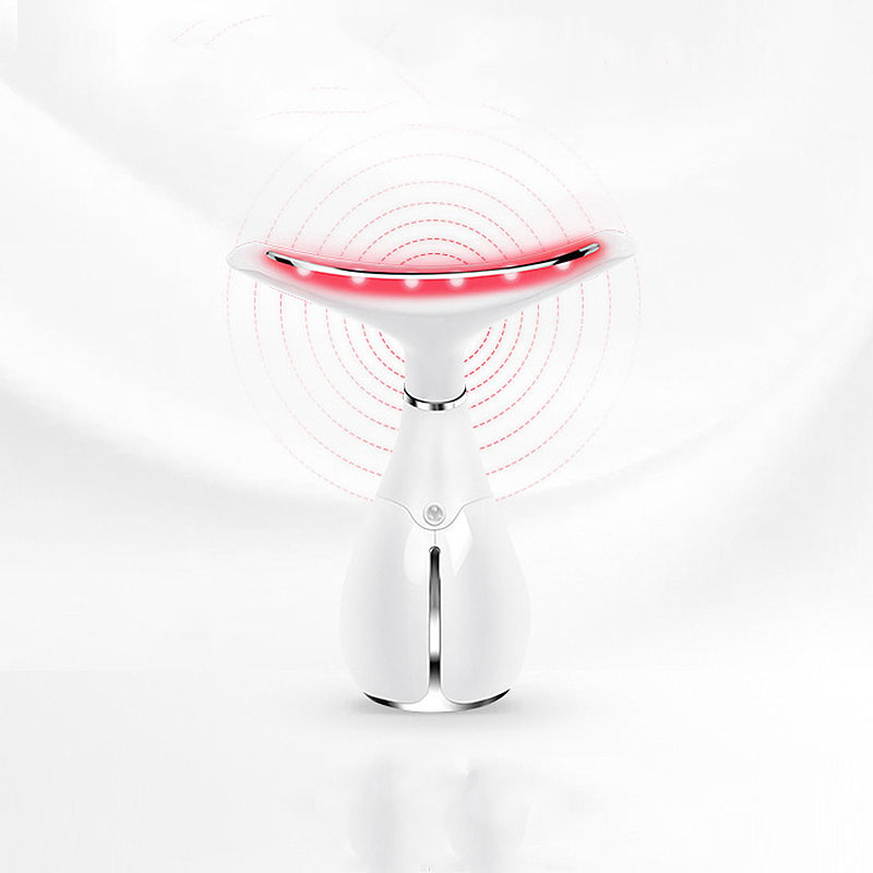 Neck care device being used on neck and jawline