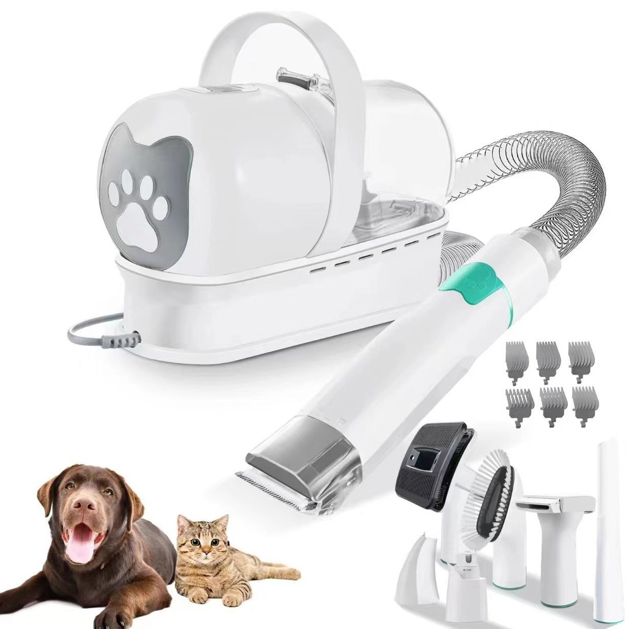 Grooming vacuum canister collecting loose fur