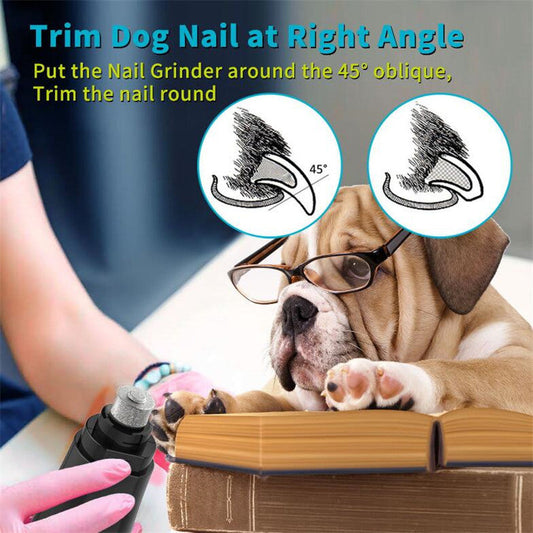Rechargeable pet nail grinder, quiet electric trimmer, white