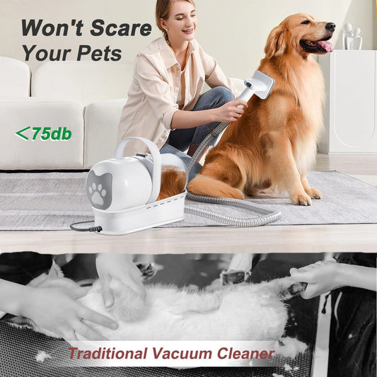 7-in-1 pet grooming vacuum device, white